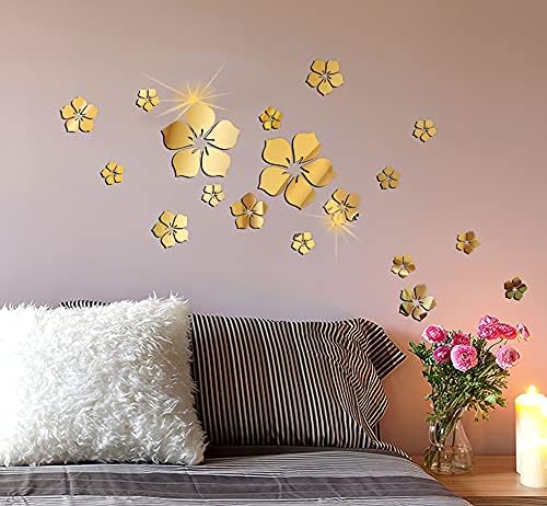 Philbinden Gold 3D Flower Mirror Wall Decor