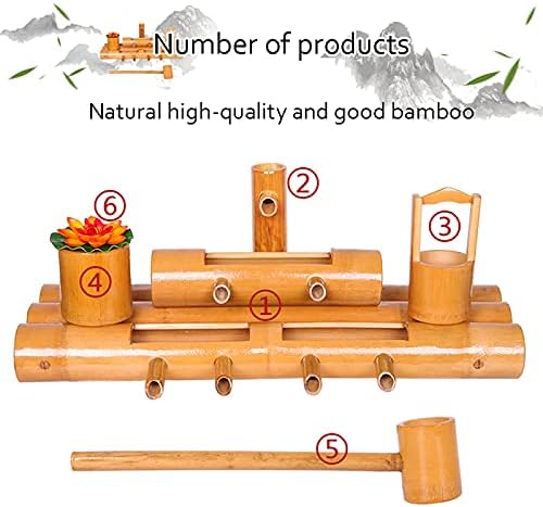 Yellow Solar Bamboo Fountain 90cm for Garden Decor