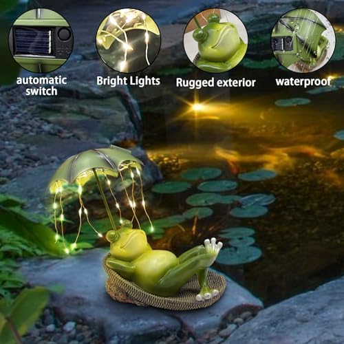 Solar Frog Garden Statue Outdoor Decor