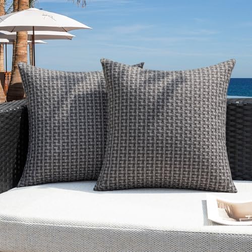 Kevin Textile Waterproof Throw Pillow Covers Pack of 2 Dark Grey