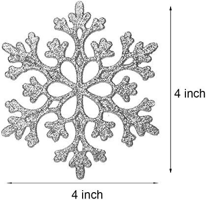 36 Pack Silver Glitter Snowflake Ornaments for Christmas