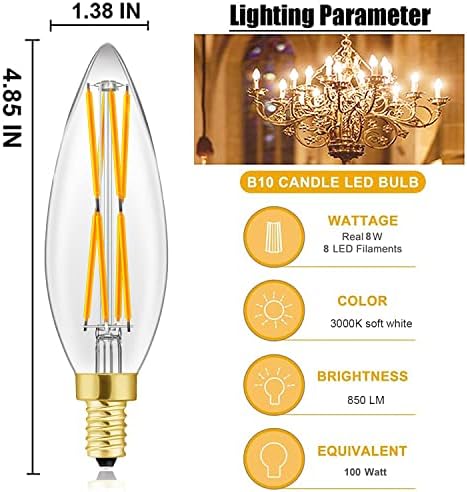 LVYE E12 Edison 8W LED Bulb 4-Pack Dimmable 3000K Soft White