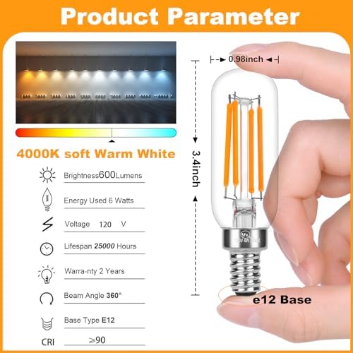 Porbench E12 LED Bulb 6W Dimmable 8Pack