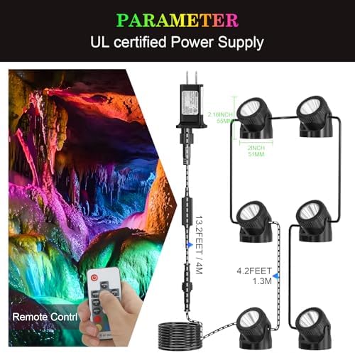 SoulBay 4 Pack RGB Pond Lights with Remote Control