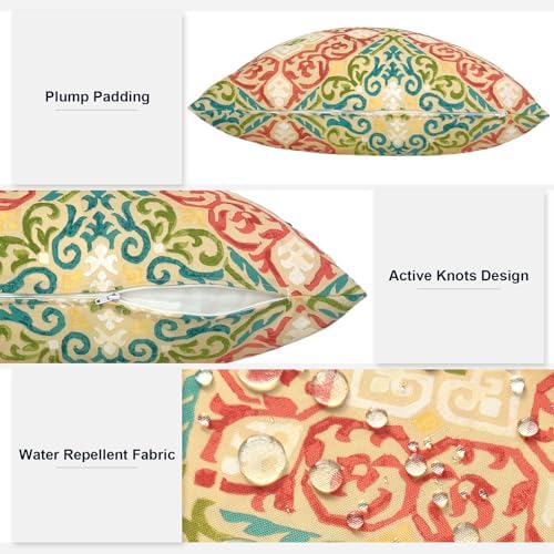 Melody Elephant Geometric Orange Lumbar Pillow 12x20 Inch Pack of 2