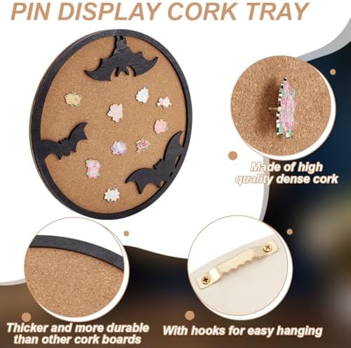 BENECREAT Round Cork Board with Bat Design
