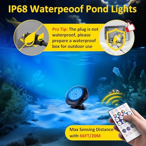 T-SUN Submersible Pond Light Set of 4 with RGB Bluetooth Control