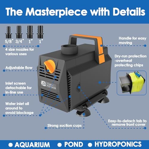 AquaMiracle 600GPH Submersible Pond Pump with Flow Control