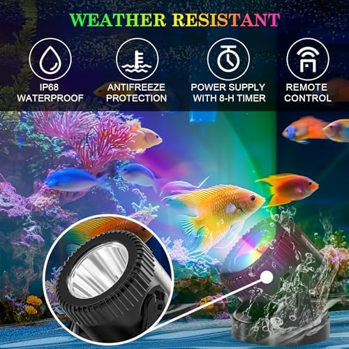 SoulBay 4 Pack RGB Pond Lights with Remote Control