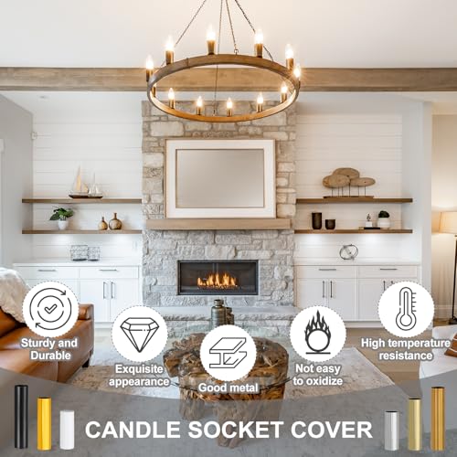 PATIKIL 6 Inch Tall Candle Cover Sleeves 10Pcs Metal E12 Socket Holder