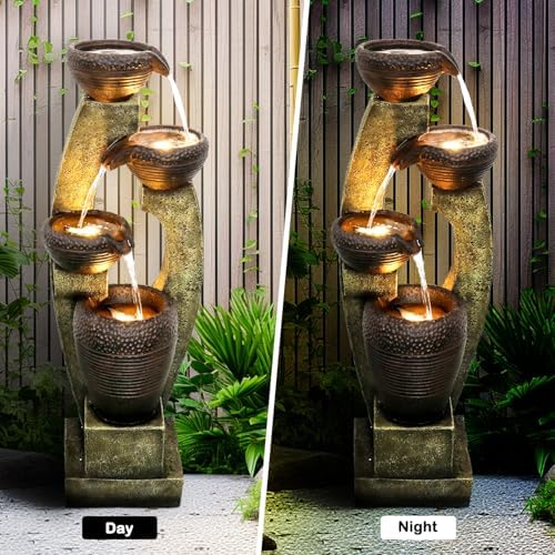 Naturefalls 40 H Modern Outdoor Fountain with LED Light