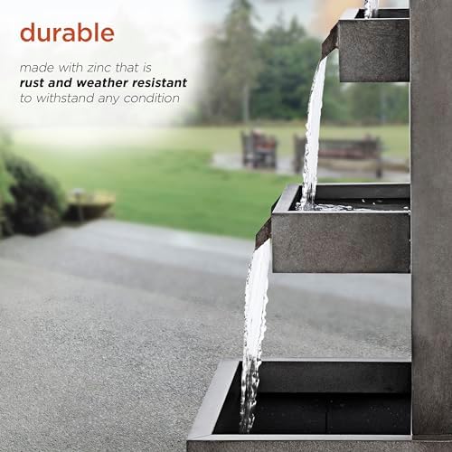 Alpine Corporation CPS182 Gray Multitiered Floor Fountain