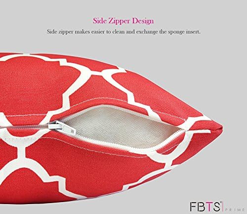 FBTS Prime 2 Pack Geometric Red Waterproof Pillow Covers