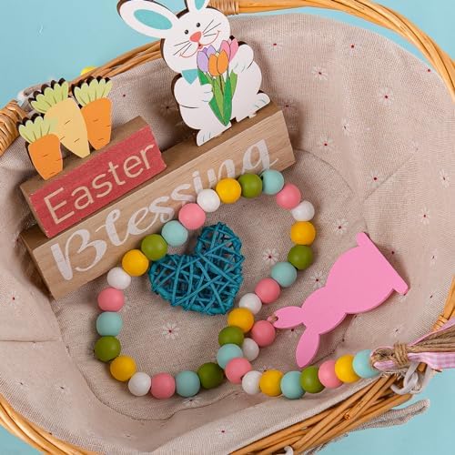 Easter Wood Bead Garland with Tassel 285 Inch