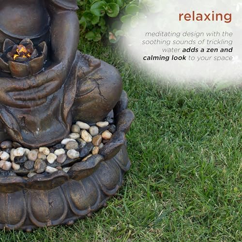 Alpine Corporation GEM122 33 Inch Bronze Buddha Fountain Statue