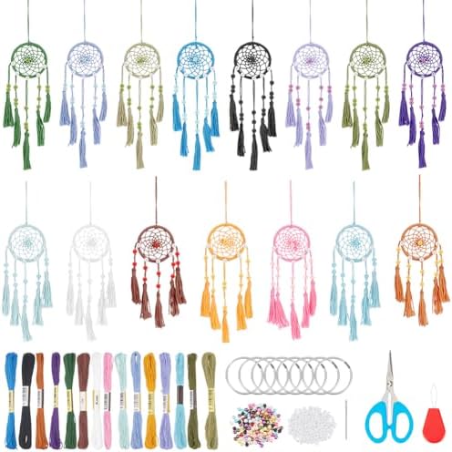 INFUNLY 15PCS Mini Dream Catcher Craft Kit for Beginners