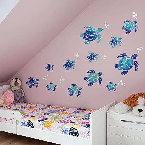Zonon Sea Turtle Wall Decals Waterproof 24pcs Blue