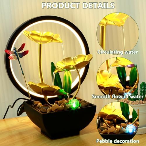USB Powered Tabletop Fountain with LED and Humidifier Function