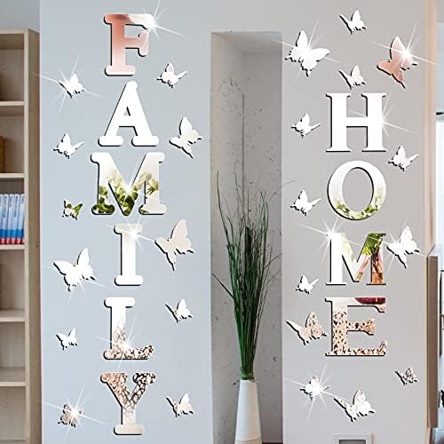 Outus 3D Family Mirror Wall Decals Silver