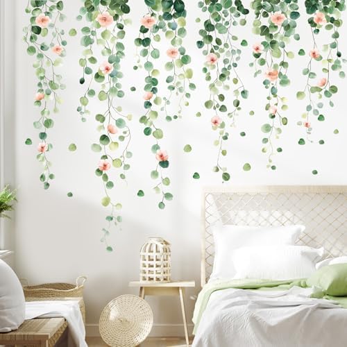SHUCHING Green Hanging Vine Wall Sticker Peel and Stick