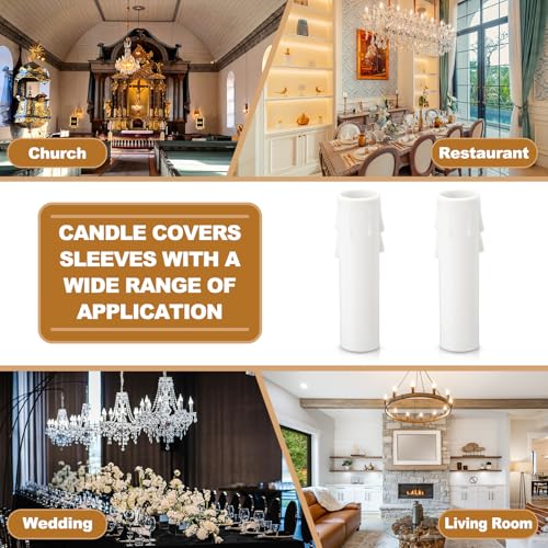 PATIKIL 35 Inch Candle Socket Covers 6Pcs White E12 Chandelier Sleeves