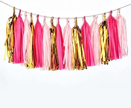 Pink and Gold Tassel Garland for Party Decor