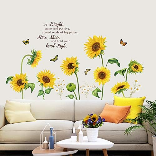 Decalmile Sunflower Butterfly Wall Decals for Bedroom and Living Room