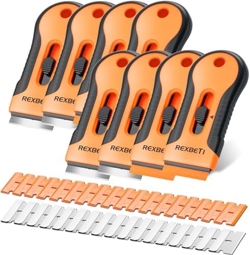 REXBETI Razor Blade Scraper Tool 8 Pack with 240Pcs Blades