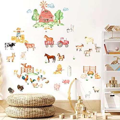 Barri Design Watercolor Farm Animal Wall Decals