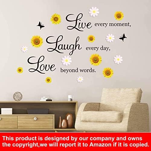 Nspirational Quotes Wall Stickers with Sunflower and Daisy Designs