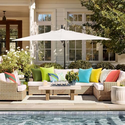 Phantoscope 2 Pack Waterproof Throw Pillow Covers with Contrast Piping