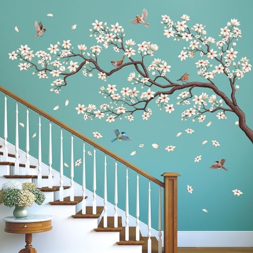 DECOWALL Oriental Flower Tree Wall Stickers