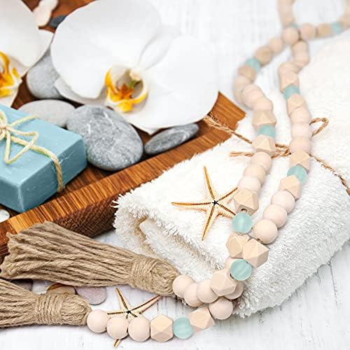 AceList Wood Bead Garland with Tassels Boho Rustic Wall Hanging
