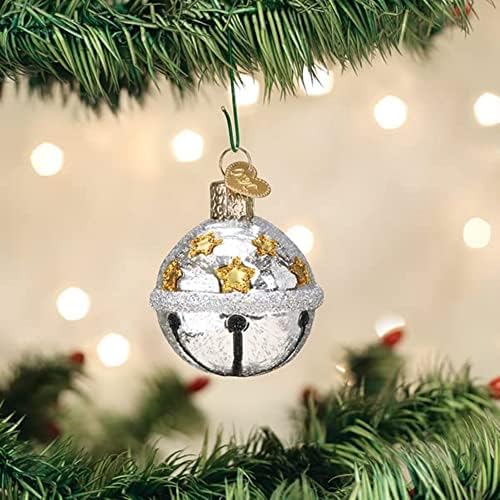 Old World Christmas Silver Jingle Bell Glass Ornament