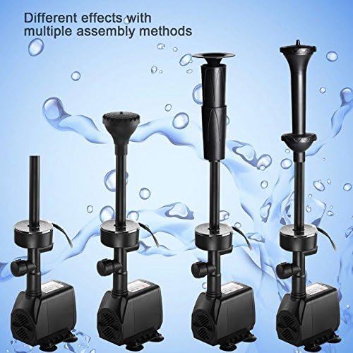 YADICO 730GPH Submersible Fountain Pump with RGB Light and 4 Water Patterns
