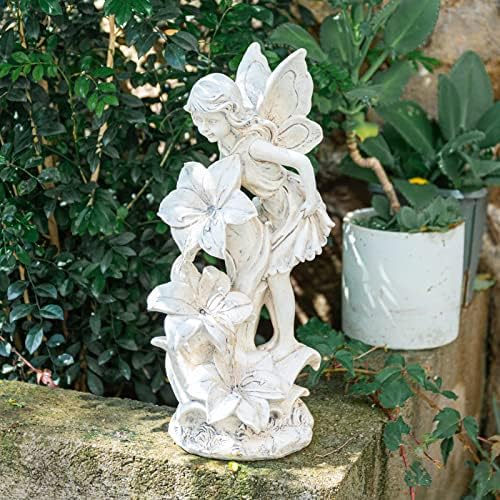 Ovewios Angel Garden Statue Outdoor Solar Resin Sculpture