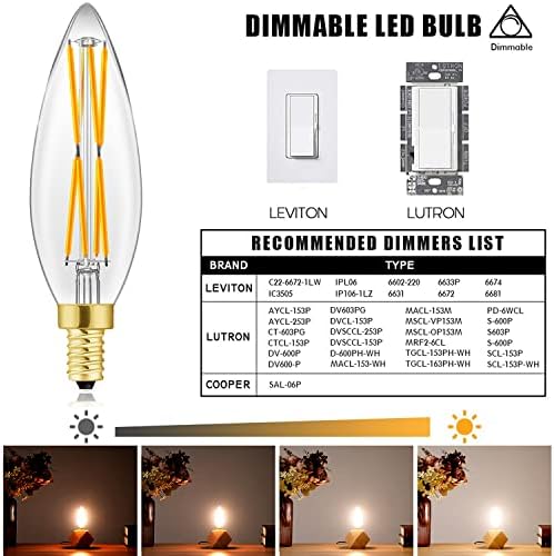 LVYE E12 Edison 8W LED Bulb 4-Pack Dimmable 3000K Soft White