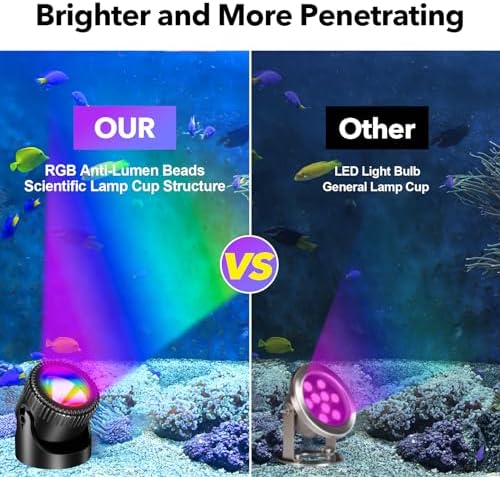 POPOSOAP RGB Pond Lights with Timer and Remote Control
