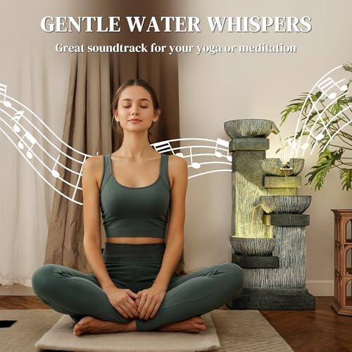 Outsunny 335 Inch Tall Freestanding Water Fountain with LED Lights