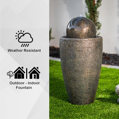 XBrand 2598 Inch Round Stone Water Fountain with LED Lights