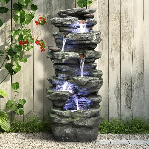 SunJet 40 Inch 6-Tier Water Fountain with LED Lights