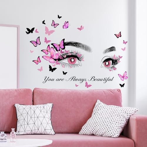 Beautiful Eyelash Butterfly Wall Stickers for Bedroom Decor