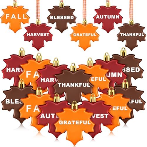 24 Piece Thanksgiving Maple Leaf Hanging Ornament Set