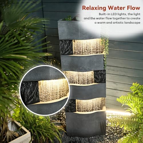 Bumilgar 405 Inch Tall Freestanding Garden Fountain with LED Lights
