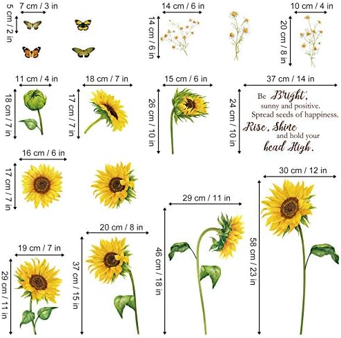 Decalmile Sunflower Butterfly Wall Decals for Bedroom and Living Room
