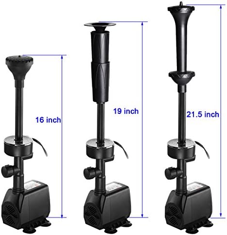 YADICO 730GPH Submersible Fountain Pump with RGB Light and 4 Water Patterns