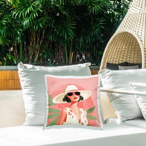 Stupell Industries Tropical Print Outdoor Throw Pillow 18x18 Pink