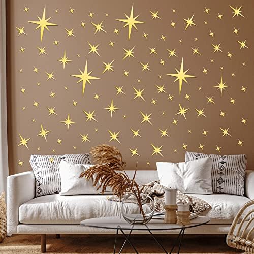 Zonon 82 Piece 3D Acrylic Mirror Wall Sticker Set Gold