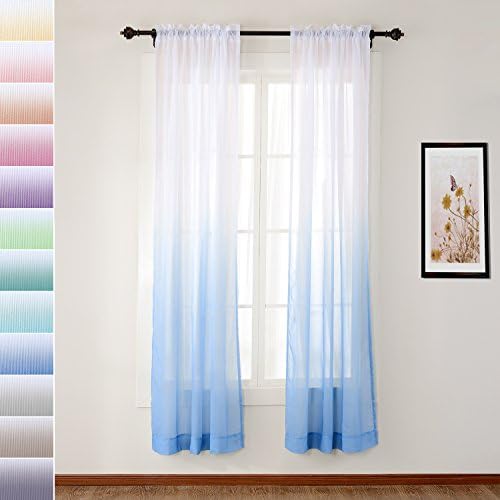 Macochico Blue Gradient Sheer Curtains for Outdoor Indoor Use