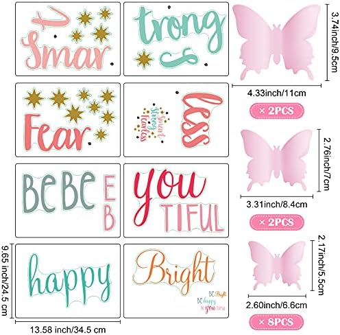 Chinco 20 Sheet Inspirational Quotes Wall Decals for Girls